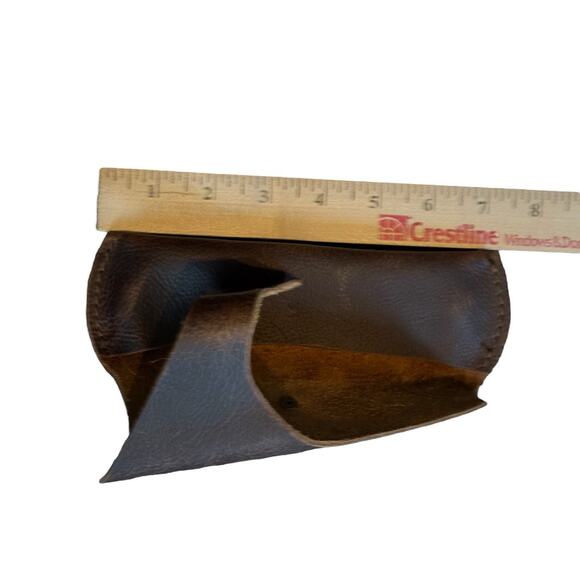 Handmade Cowhide Leather Pen Bag Pencil Pouch Case Felt Iron Feather Creative - Picture 7 of 7